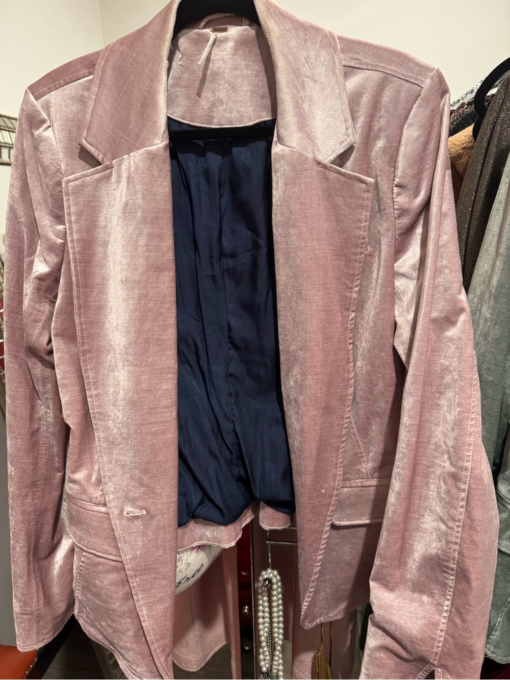 Free People Dusty Rose Velvet Blazer